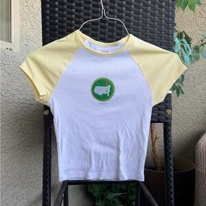 White and Yellow Raglan Shirt, masters crop top